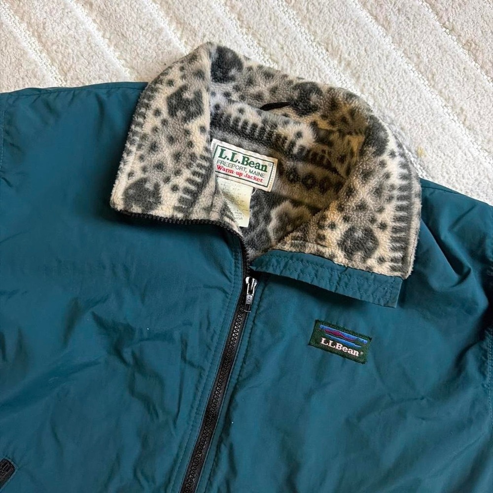 VTG 80s L.L. Bean Aztec Fleece Lined Warm Up Jacket Women's Medium Outdoor Retro
